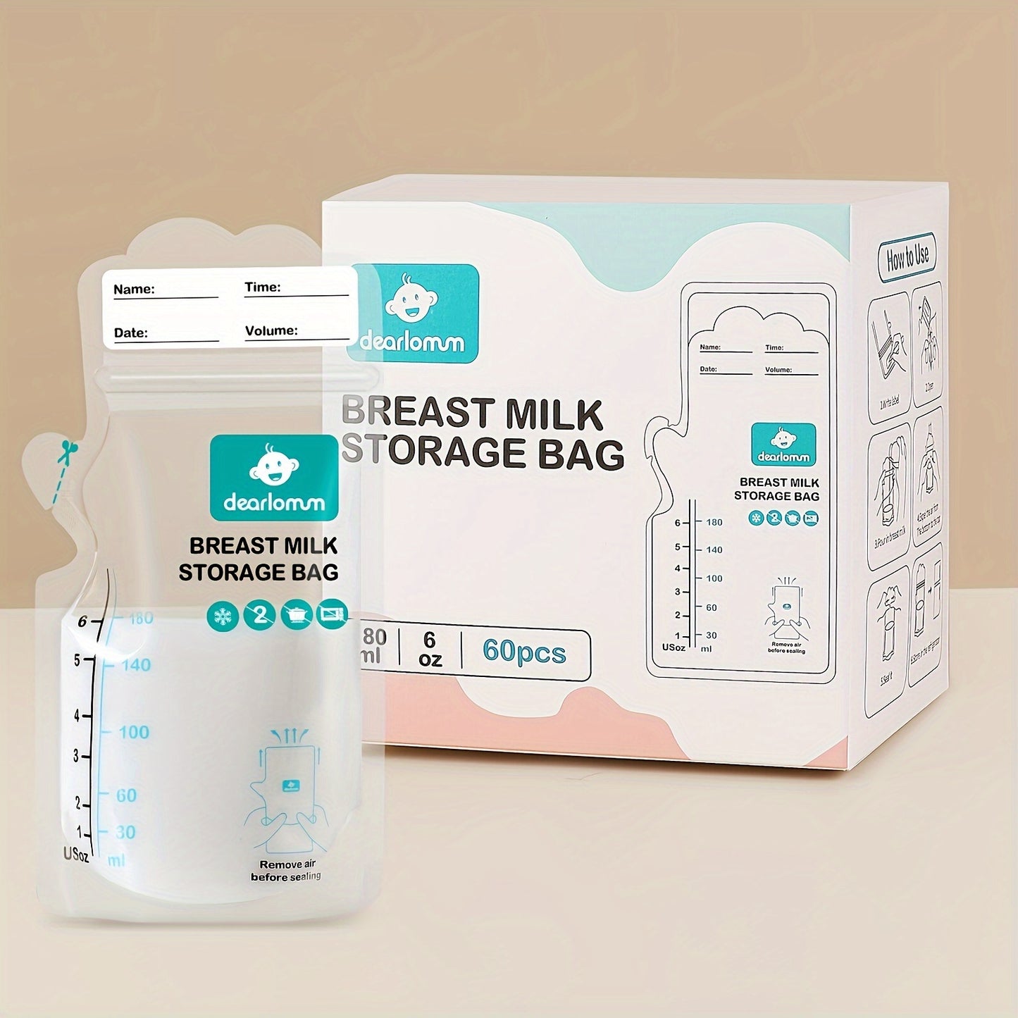 Breastmilk Storage Bags, 3 OZ Breast Milk Storing Bags, Self-Standing Bag