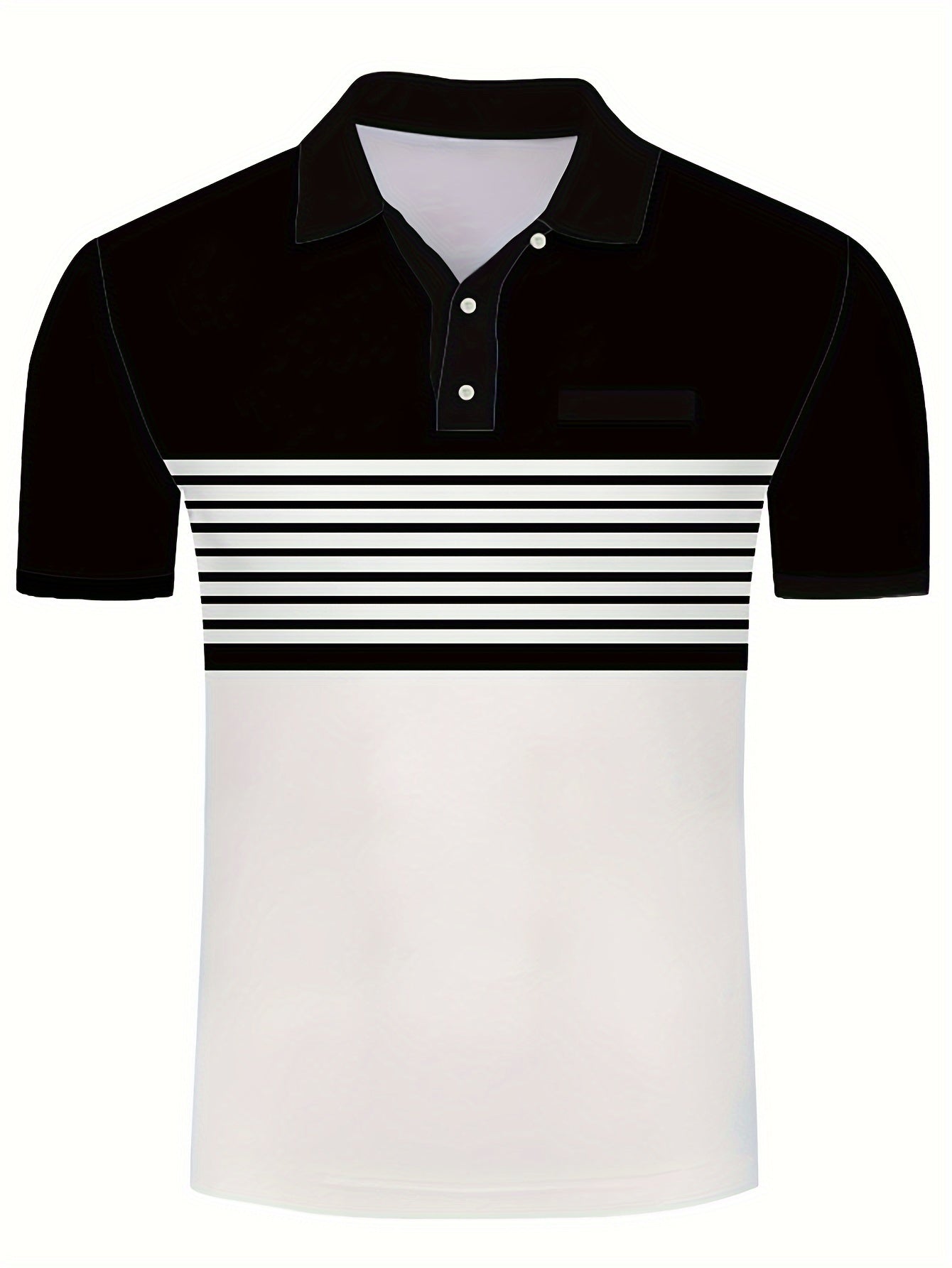 Stylish Men's Striped Golf Shirts - Color-Blocked, Short Sleeve, Lapel Design, Slight Stretch, Regular Fit, - Perfect for Warm Weather Outings