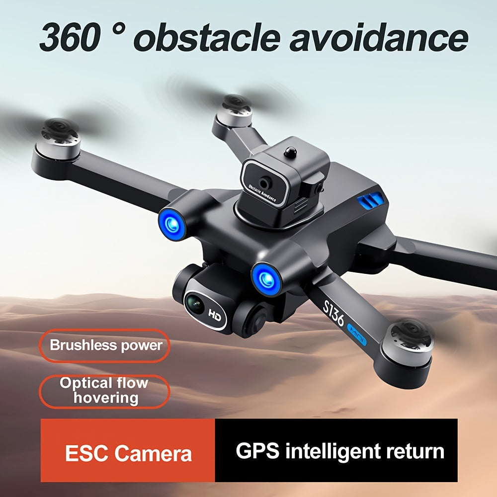 GPS Drone With 4K Camera For Adults, Brushless Motor, RC Quadcopter With Auto Return, Follow Me, Circle Fly, Waypoint Fly, Altitude Hold With 2*Battery