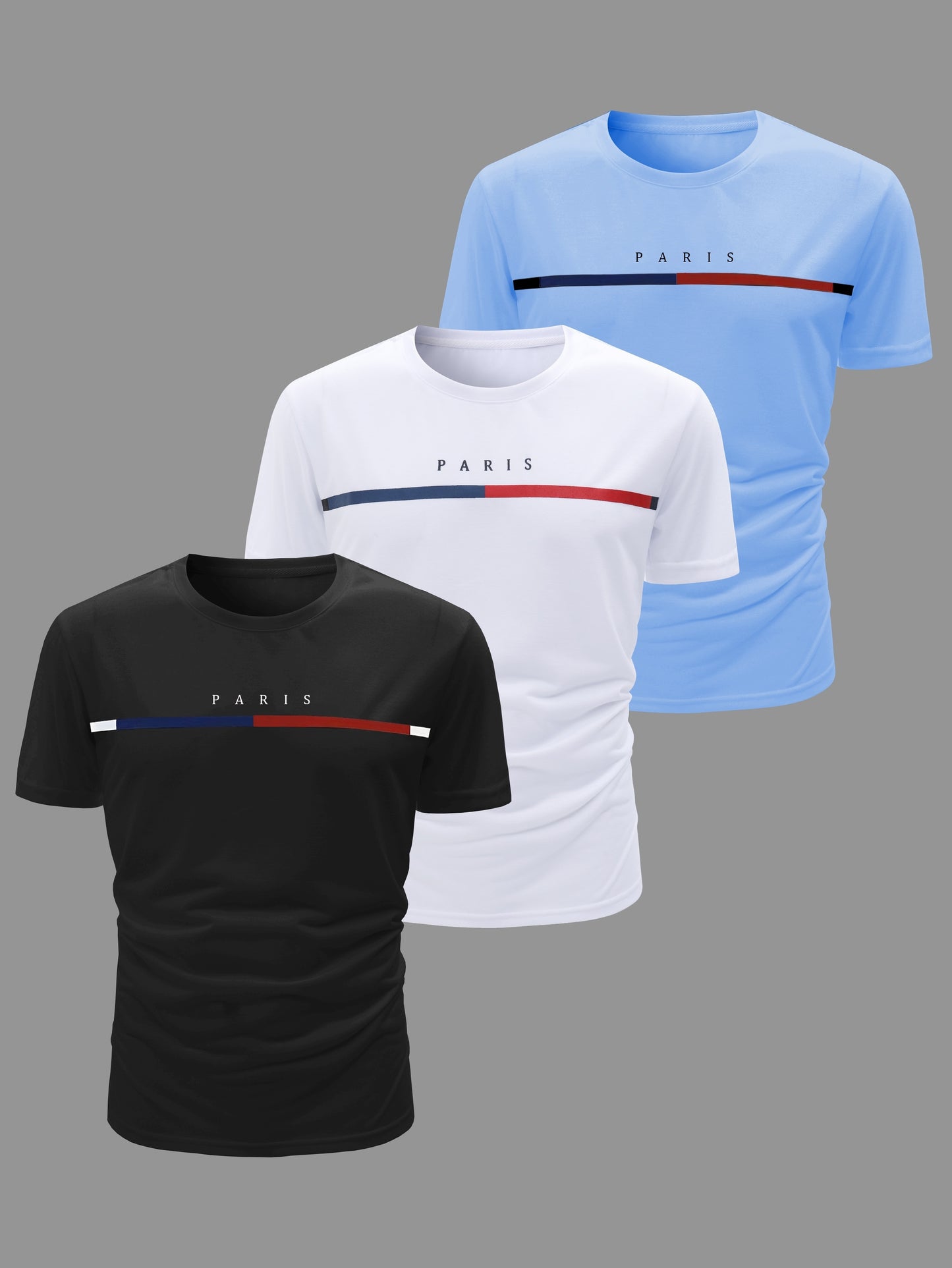 3pcs Men's Casual Short Sleeve Crew Neck T-shirts, Breathable And Lightweight For Summer Sport And Casual Wear, Outdoor Cloth