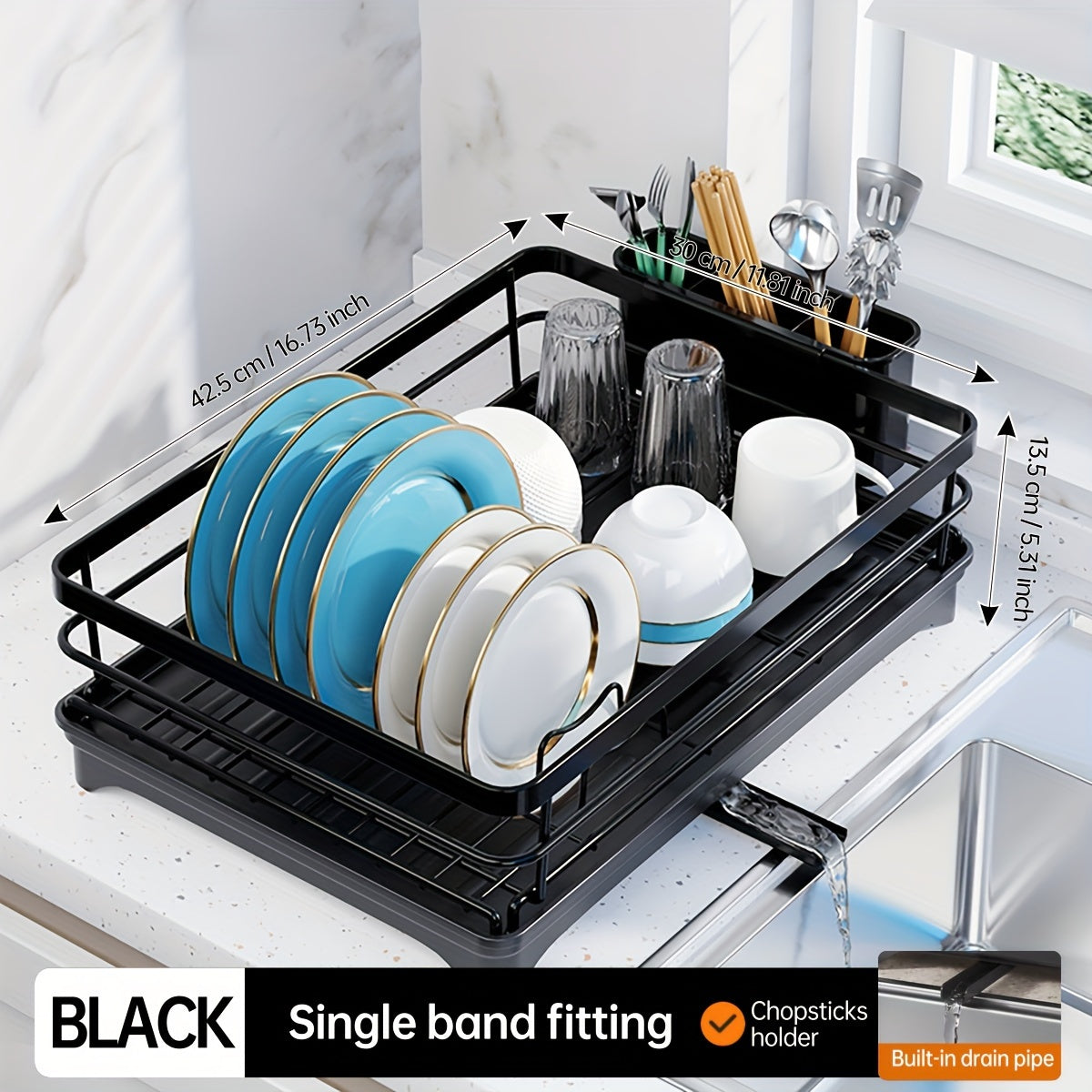 Kitchen Double-Layer Bowl And Chopstick Rack, Drain Rack With Drain Tray, Dish Drying Rack Dish Basket, Stainless Steel, Knife Holder, Cutting Board Stand, Chopstick Holder,