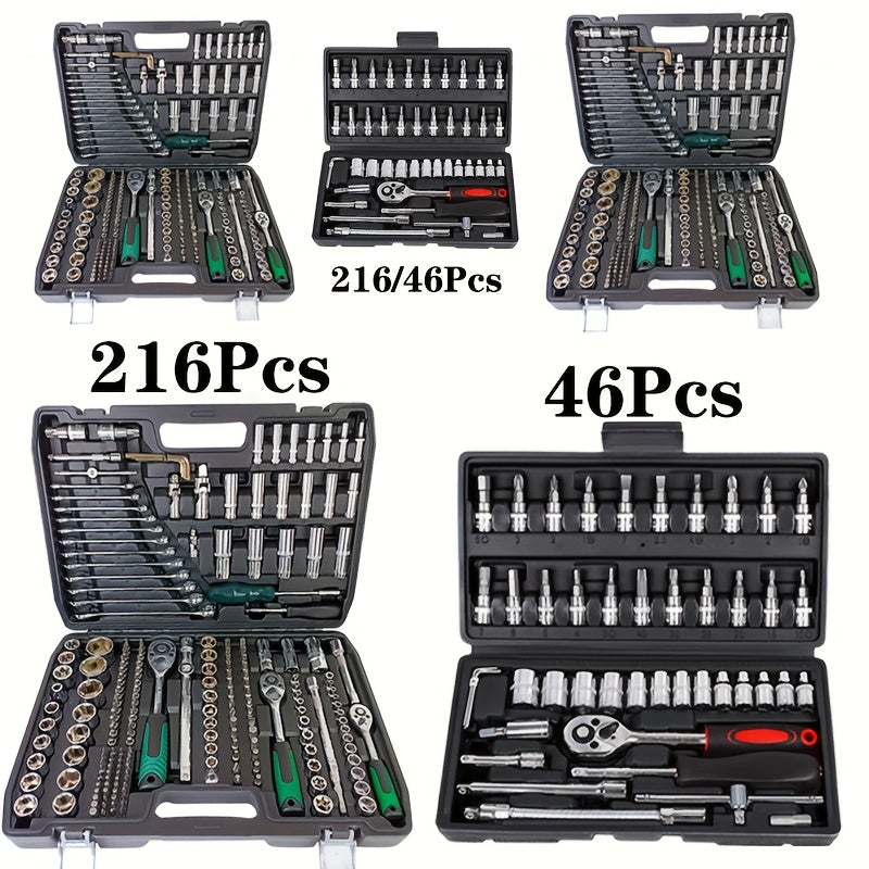 216/46pcs High-Quality Multi-Functional Heat- Auto Mechanic Tool Set - Premium Torque Wrench Set