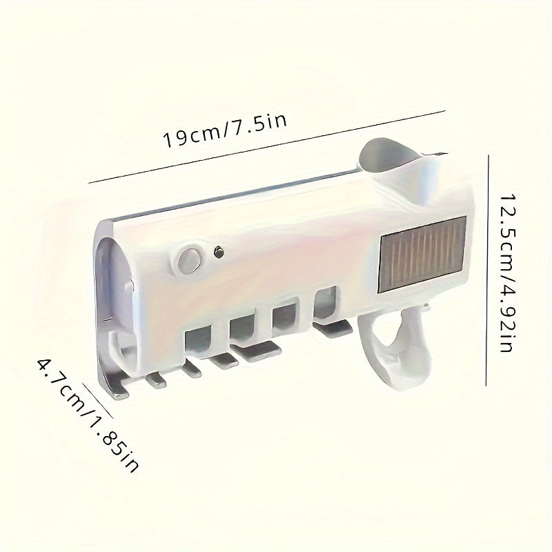 1pc UV Sanitizing Toothbrush Holder with 4 Slots, Solar-Powered,