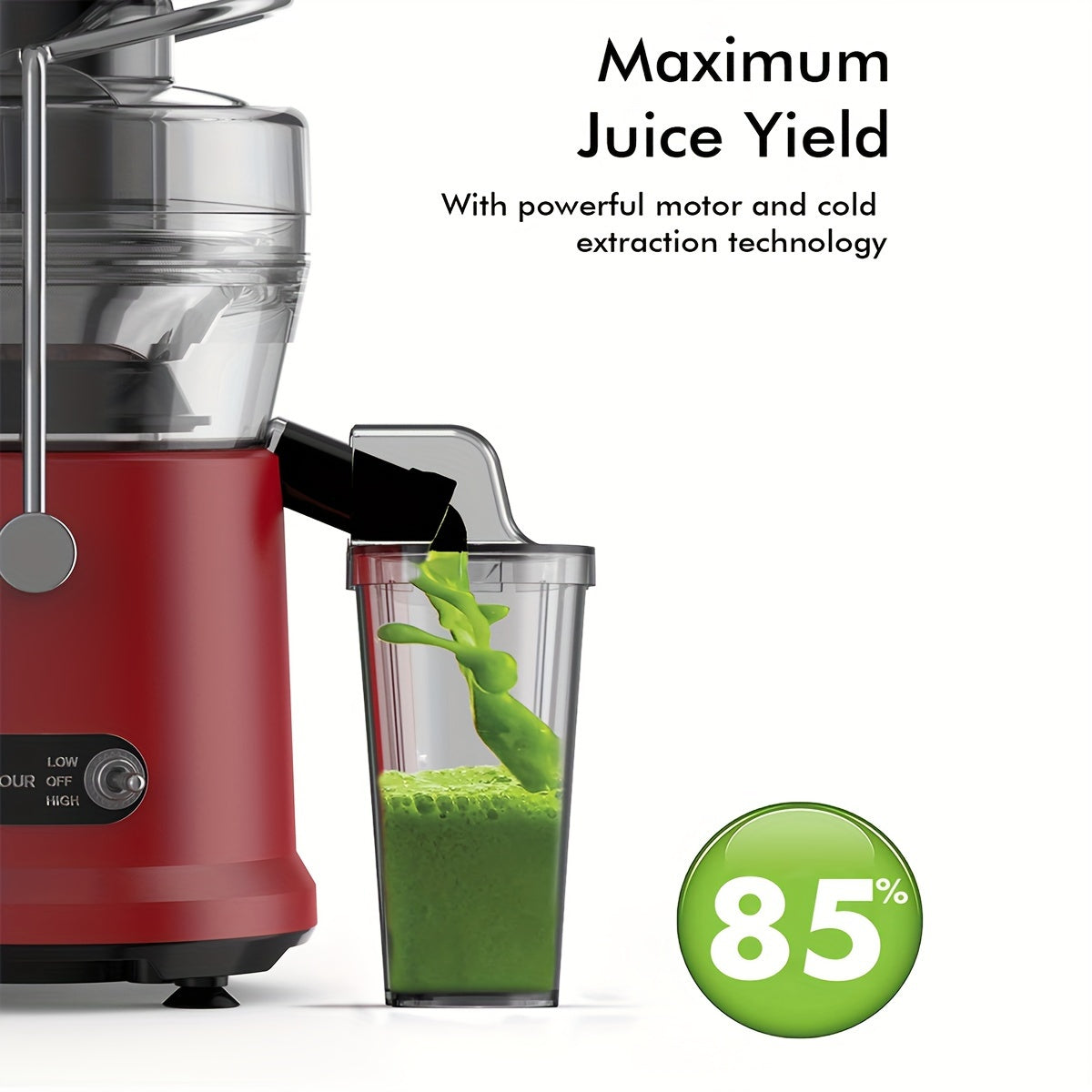 1000W Peak Motor Juicer Machine - 3.2" Mouth, Dual Speeds, Easy to Clean,