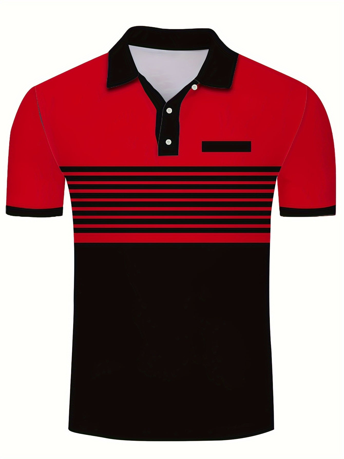 Stylish Men's Striped Golf Shirts - Color-Blocked, Short Sleeve, Lapel Design, Slight Stretch, Regular Fit, - Perfect for Warm Weather Outings