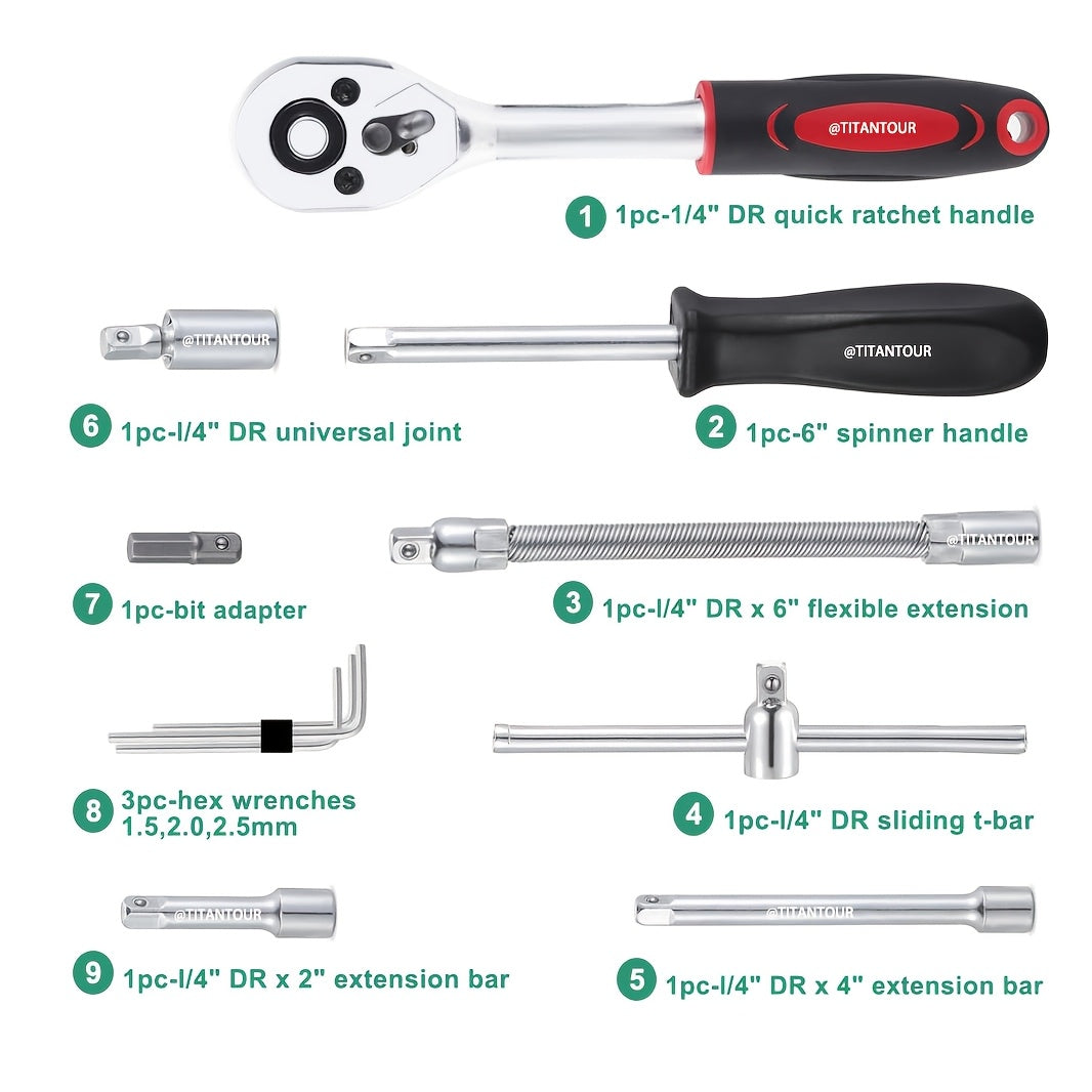 High-end Professional 46&216pcs Tool Set, Automotive Repair Mechanical Tool Kit, 1/2*1/4"3/8" Drive Depth and Standard Socket,