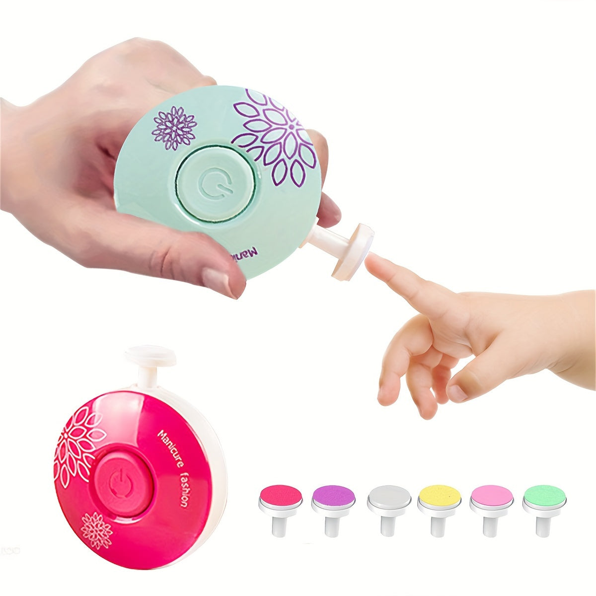 1 Set Electric Nail Trimmer With Replaceable 6 Grinding Heads, For Men & Women - Suitable for Home & Salon Use.
