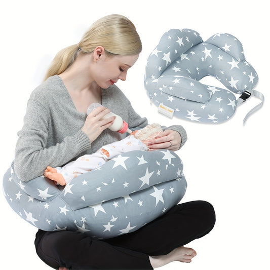 Adjustable Nursing Pillow for Breastfeeding, Feeding Pillow with Safety Fence More Support for Mom and Baby
