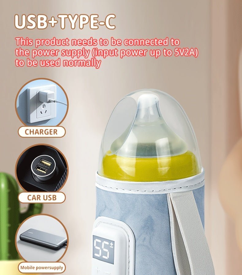 Intelligent Bottle Warmer Sleeve with 21 Temperature Settings and Smart Display, Universal most baby bottle.