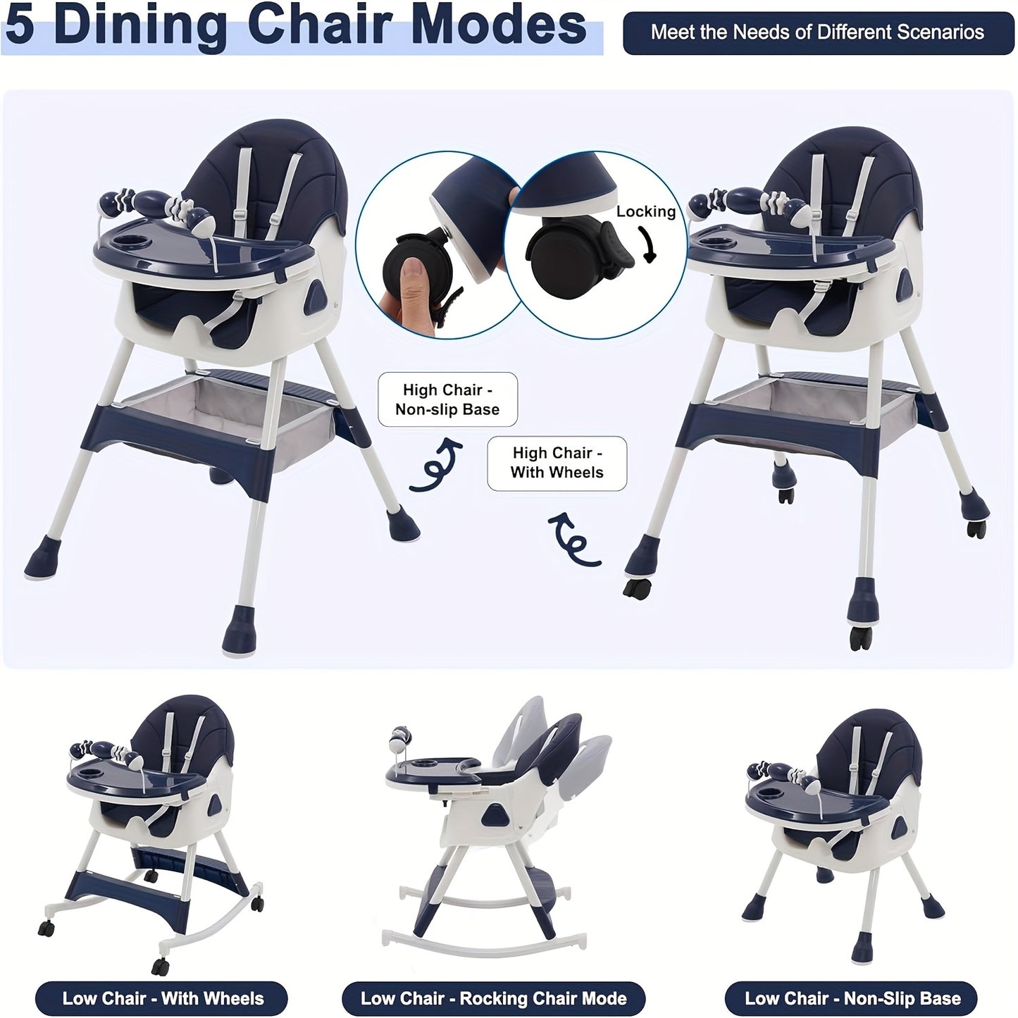 3-in-1 Baby High Chair With Playstand, Children's High Chairs With Removable Tray, Adjustable Foldable Baby Chairs (from 6 Months)