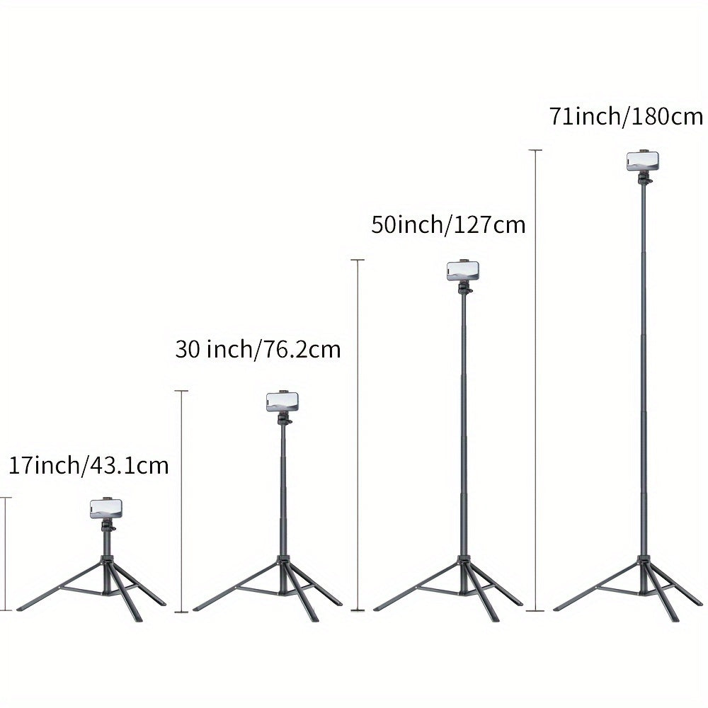 71'' Phone Tripod Stand, Extendable Reinforced Aluminum Phone Stand With Wireless Remote, Stable Cellphone Tripod Compatible With Phone