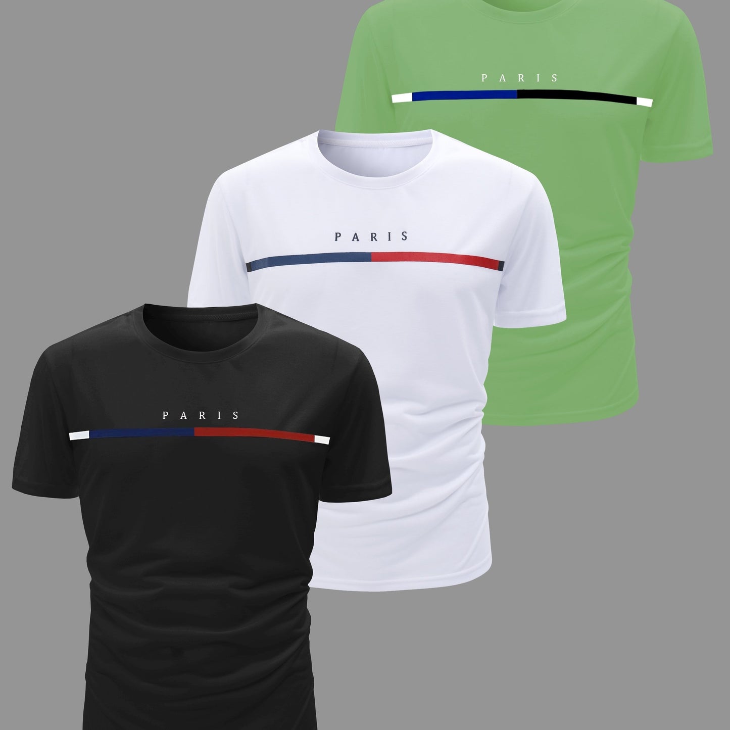 3pcs Men's Casual Short Sleeve Crew Neck T-shirts, Breathable And Lightweight For Summer Sport And Casual Wear, Outdoor Cloth