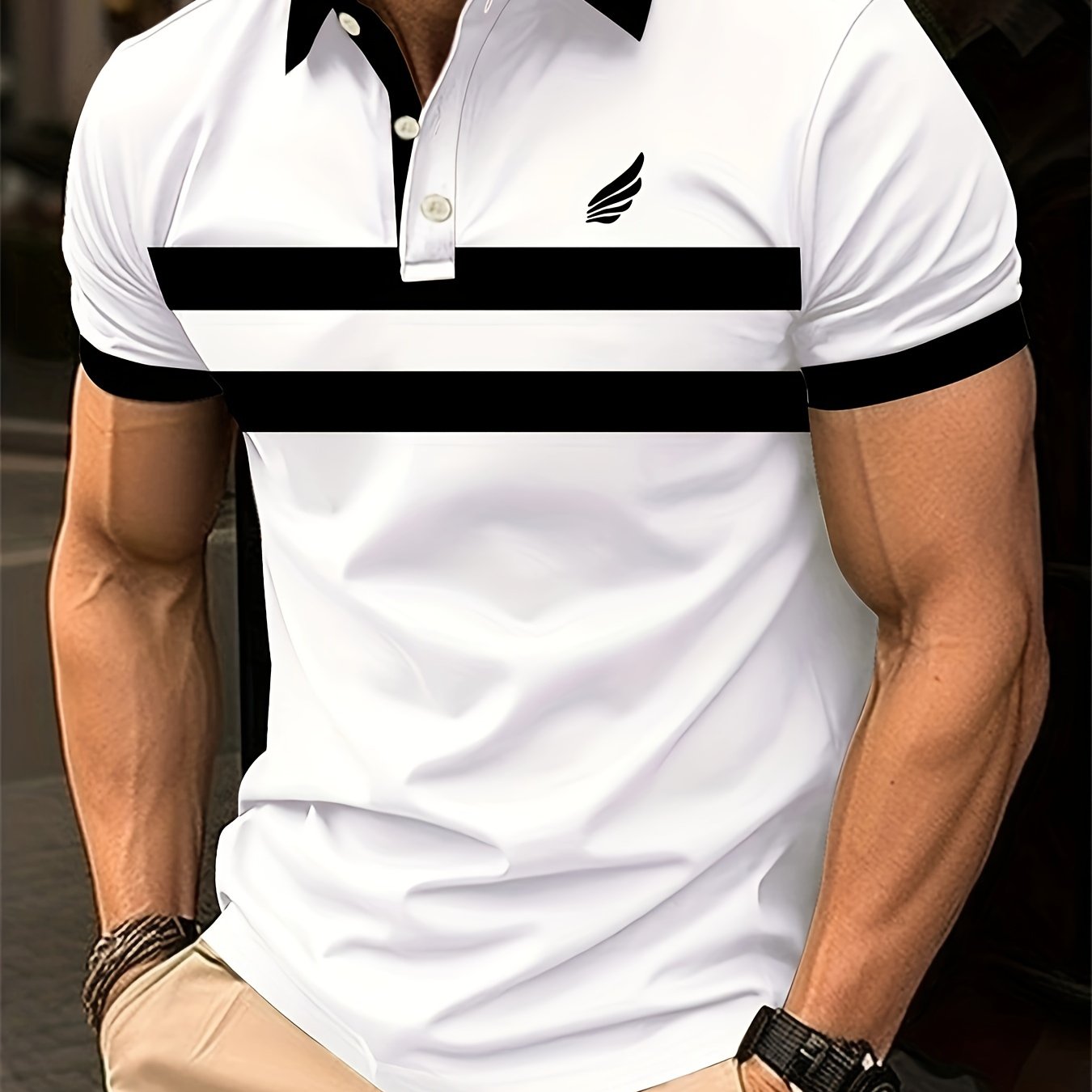 Mens Vibrant Color Block Polo Shirt - Comfortable Short Sleeve Golf Shirt