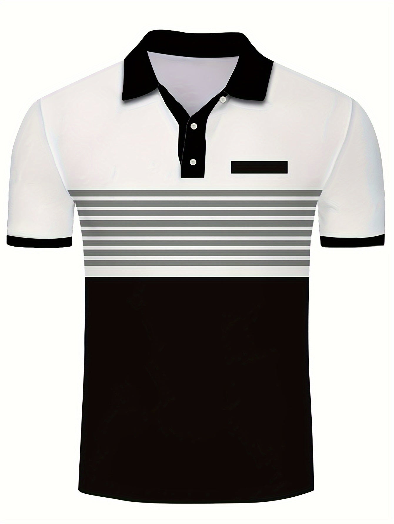 Stylish Men's Striped Golf Shirts - Color-Blocked, Short Sleeve, Lapel Design, Slight Stretch, Regular Fit, - Perfect for Warm Weather Outings