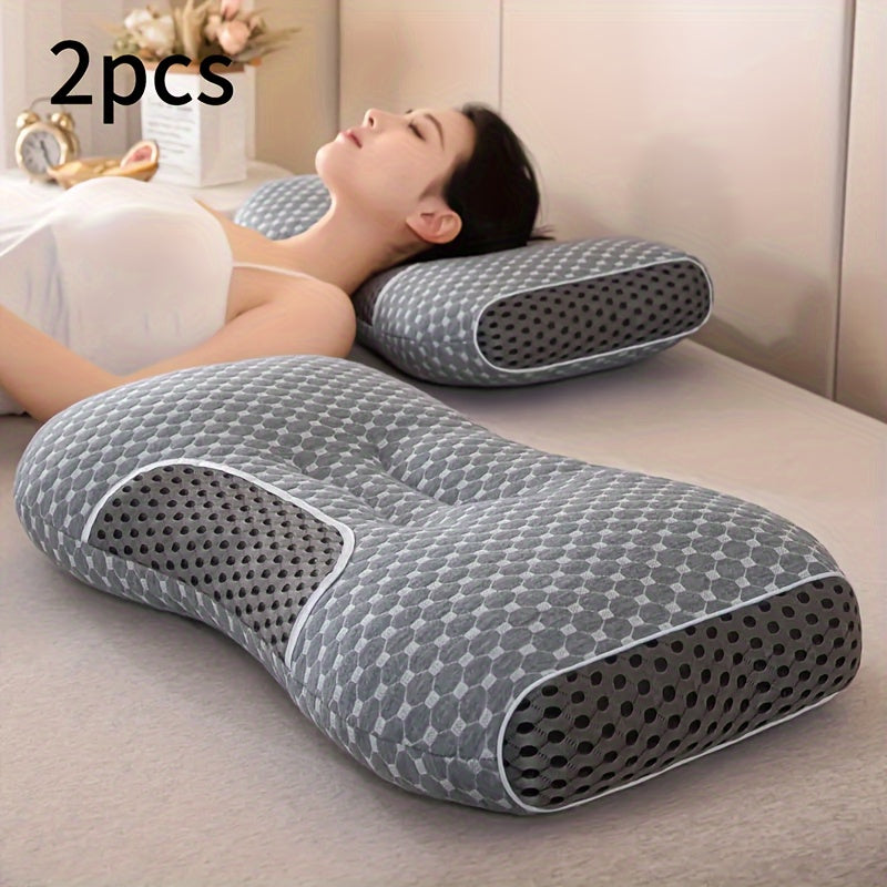 2pcs Breathable Soft Knit Pillows For Neck Support - Moisture-Wicking, Ideal For Sleeping And Home Decor, Black