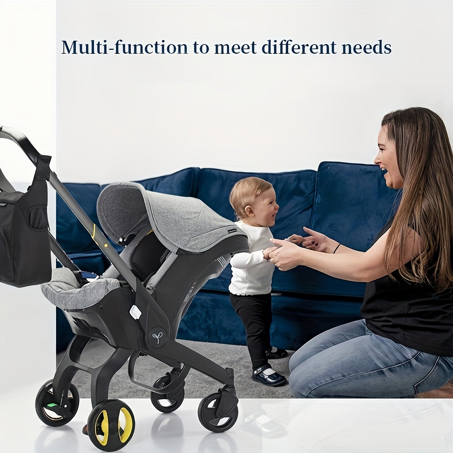 4 in 1 Baby Stroller, Adjustable Stroller with Awning, Portable Foldable Stroller, Suitable for 0-3 Years Old Baby,