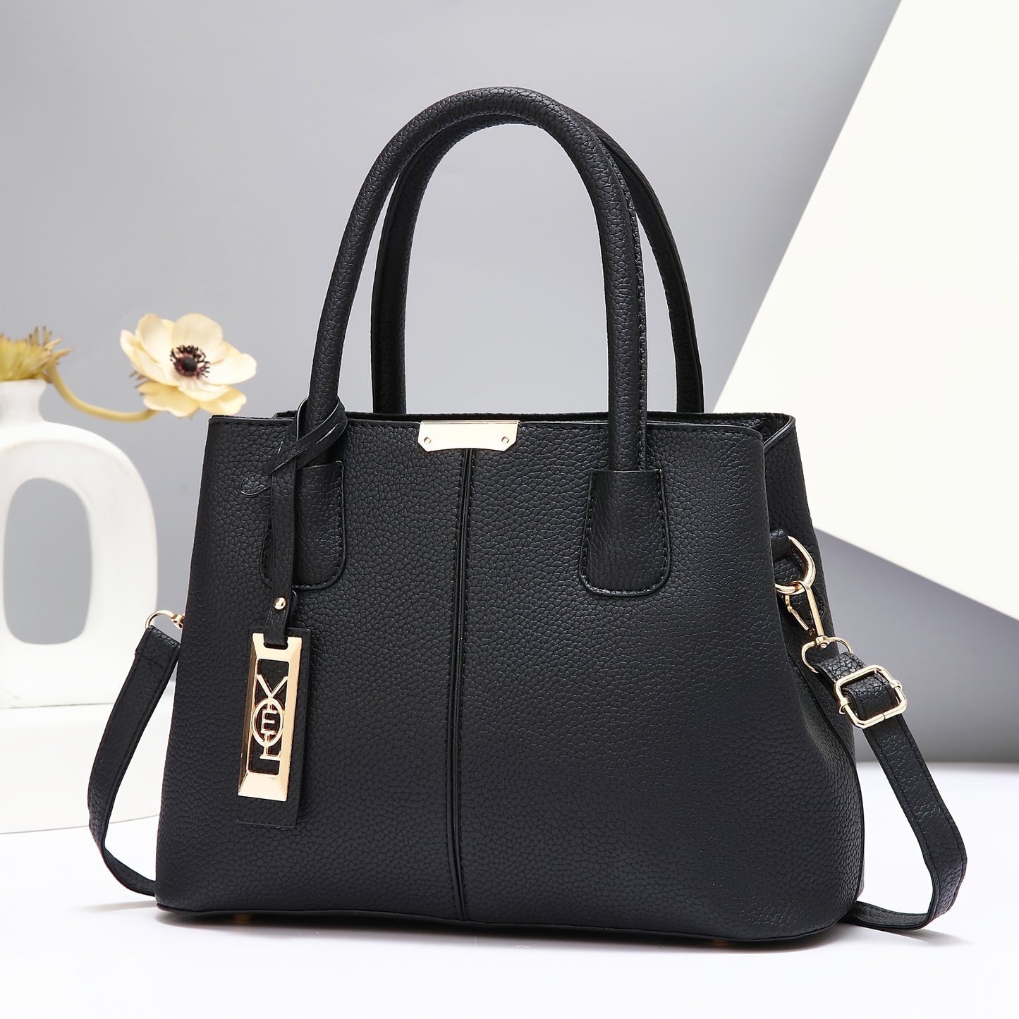 1pc  Leather Tote Bag for Women, Fashion Shoulder Handbag with Fixed Strap,