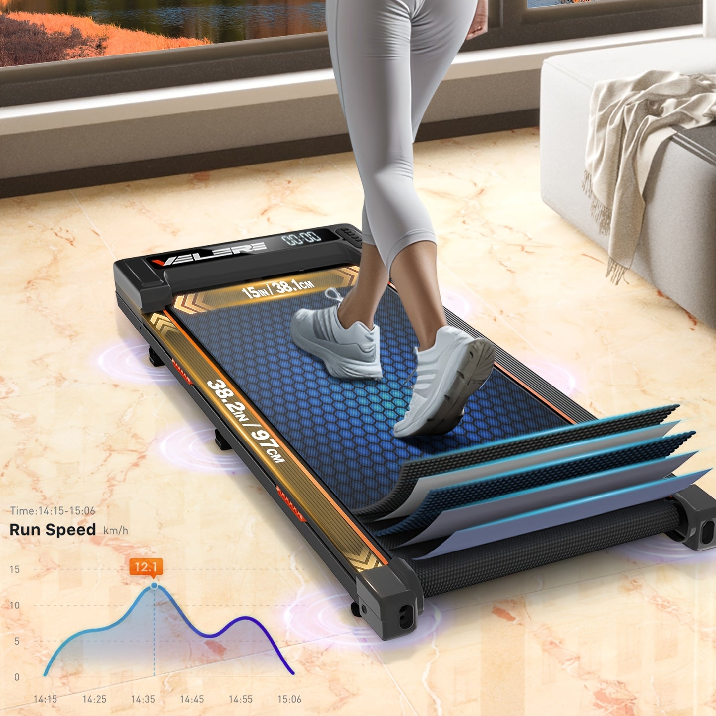 ProWalk - Premium Under Desk Walking Mat Treadmill with Remote Control, LED Display, and Space-Saving Design for Home and Office Fitness