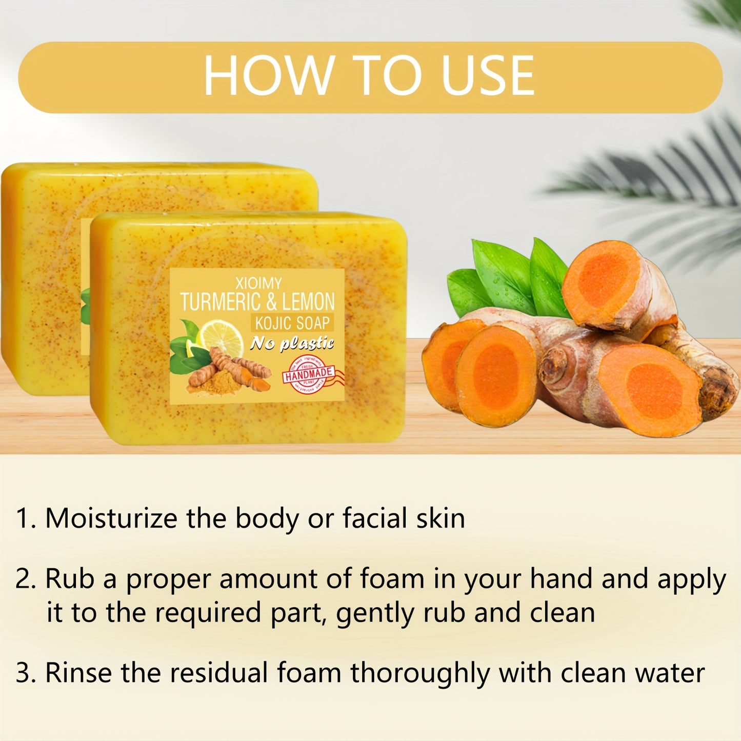 6pcs Turmeric And Lemon Cleansing And Brightening Soap, Deep Cleans The Face And Body Skin,