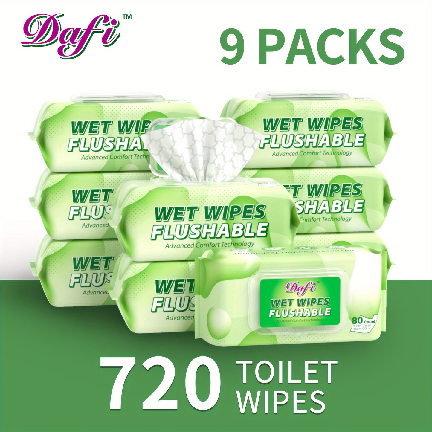 Flushable Alcohol & 100% Plant Based Fibers, Septic And Sewer Safe Pack Of 9