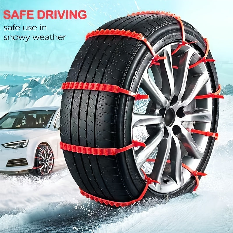 20 Reusable Car Emergency Snow Chain Tire Zipper Strap for Off-road Winter Driving In Pickup Trucks (complimentary 4 Red Snow Chains)
