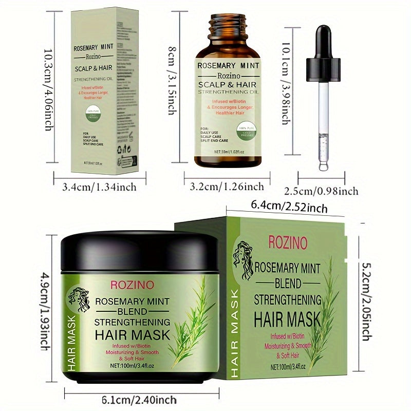 Rosemary Hair Care Set - Unisex Adult Shampoo, Conditioner, Scalp & Hair Mask, Lotion Form with Rosemary for Normal Hair Style,