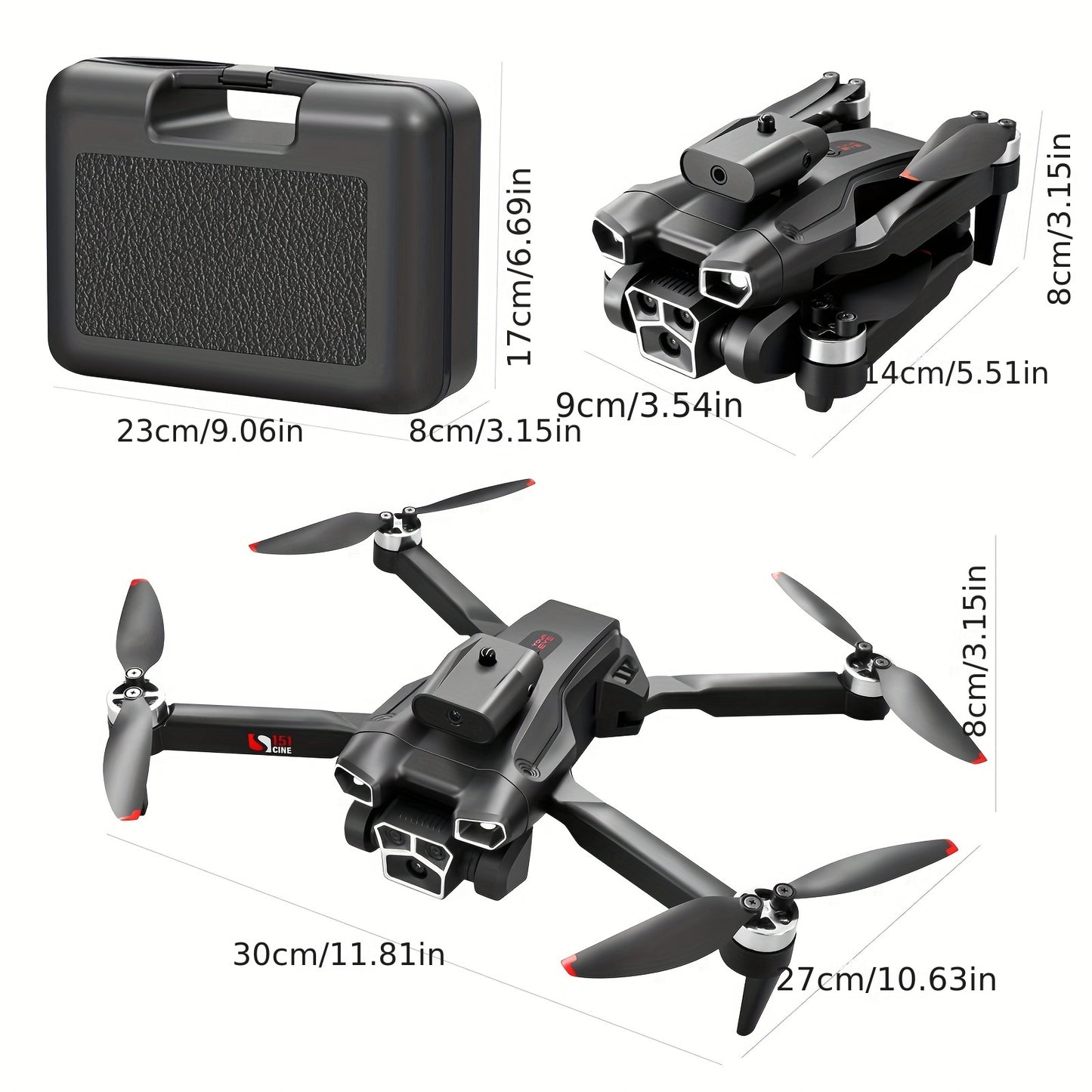 4K HD Three Camera Brushless Drone - Intelligent Obstacle Avoidance,, Auto Return, One-Touch Take-Off/Landing, 360° Beauty Mode, 3 Rechargeable Batteries, Carrying Case, Wi-Fi Connectivity, And Battery Powered