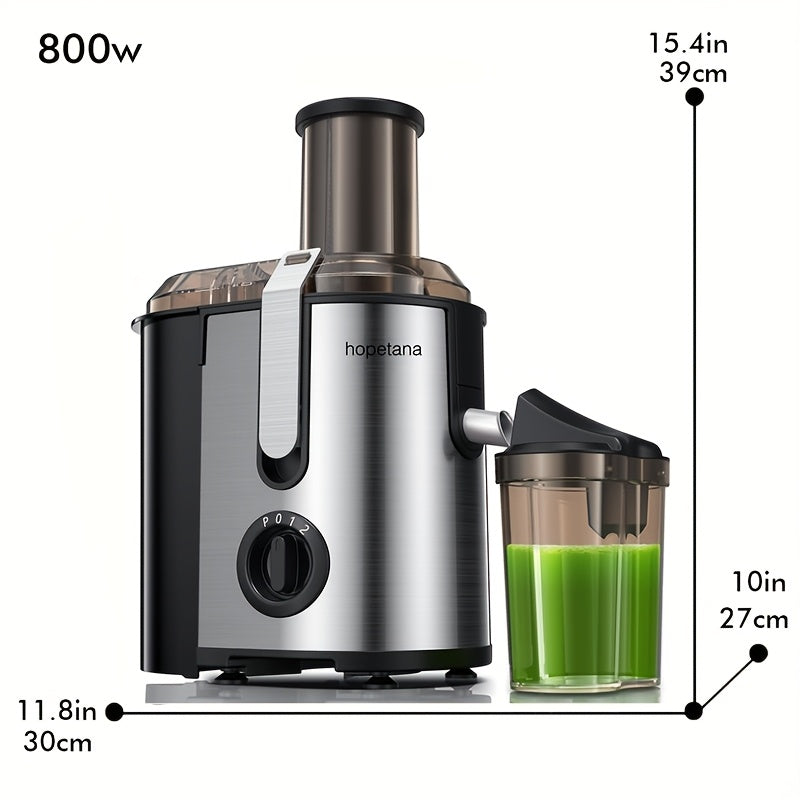 Juicer Machine, 800W High-Yield With 3.2" Wide Feed Chute For Whole Fruit & Veggie Processing, Stainless Steel BPA-Free, Quick & Simple Easy To Clean, Silvery