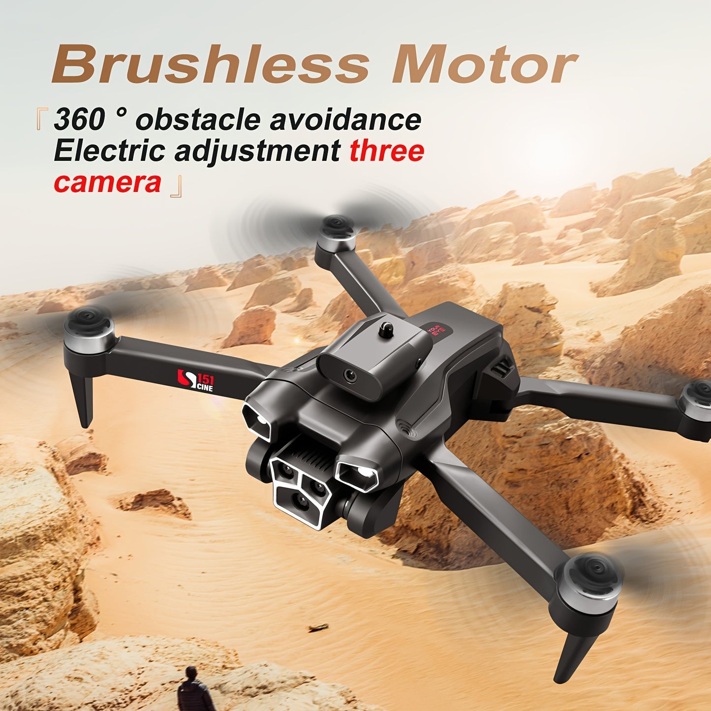 2024 S151 Drone with Three Cameras, Wi-Fi, GPS - Remote Control