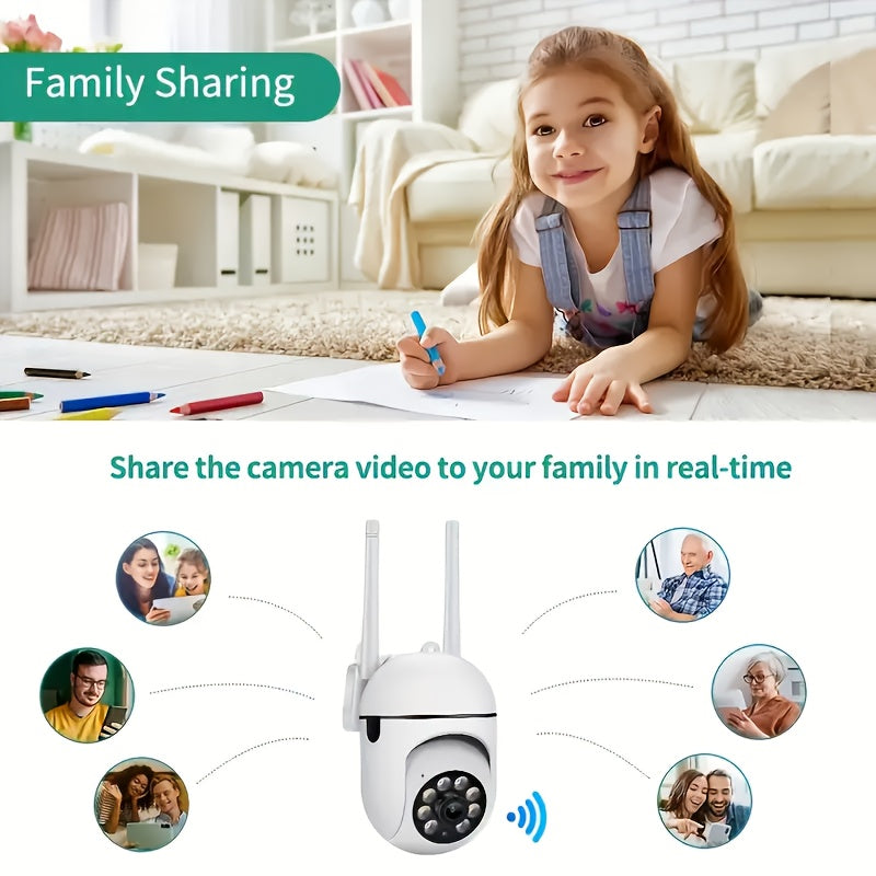 1pc 1080p HD Wireless Security Camera with Color Night Vision, 2-Way Audio,