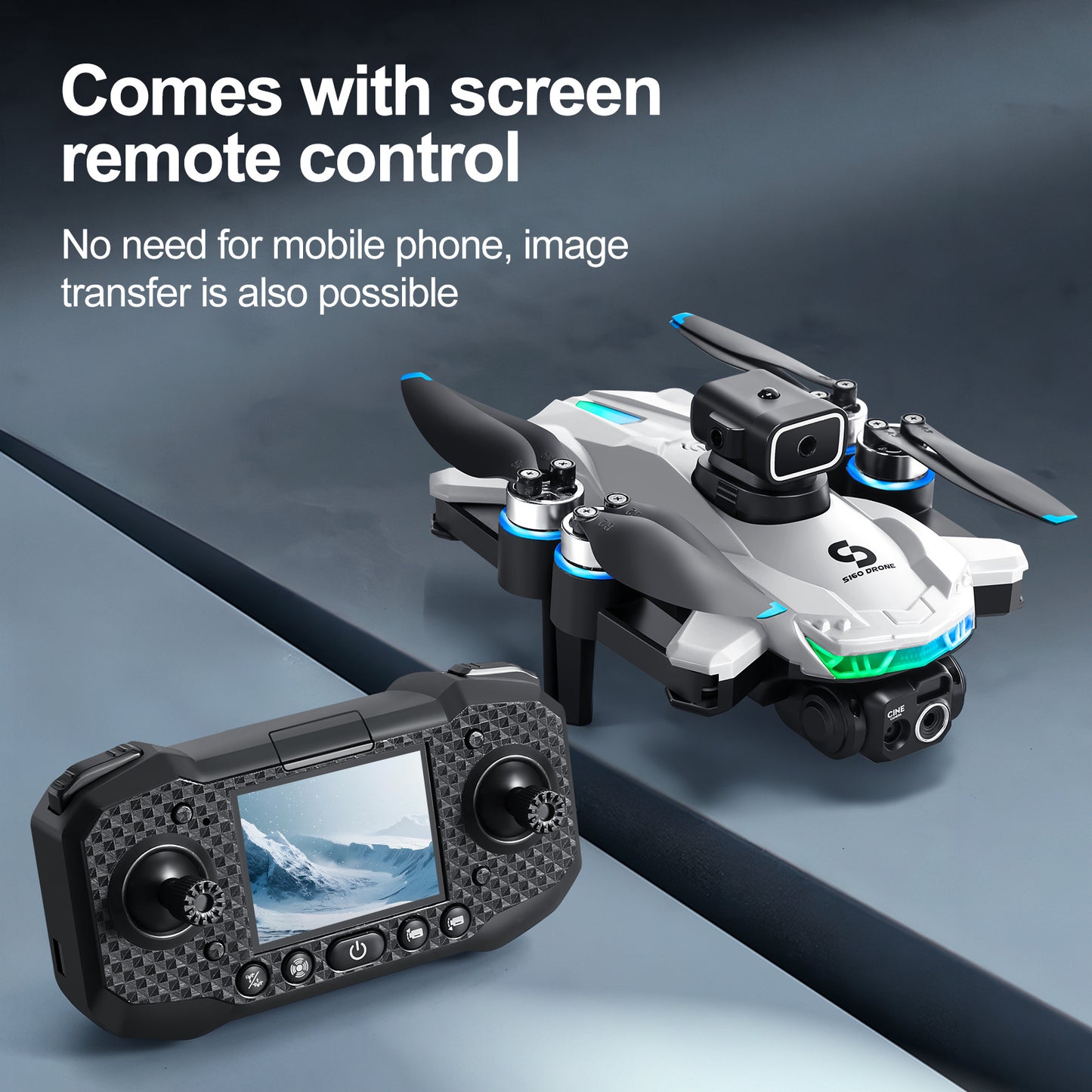 Dual Camera Drone with Remote Control, 480p Video, Obstacle Avoidance, 1-Axis Gimbal, USB Charging, 2000mAh Battery, 5905.51inch Max Control Range, 4724.41inch Max Altitude, 3m/s Max Speed, for Outdoor Quadcopter for Beginner