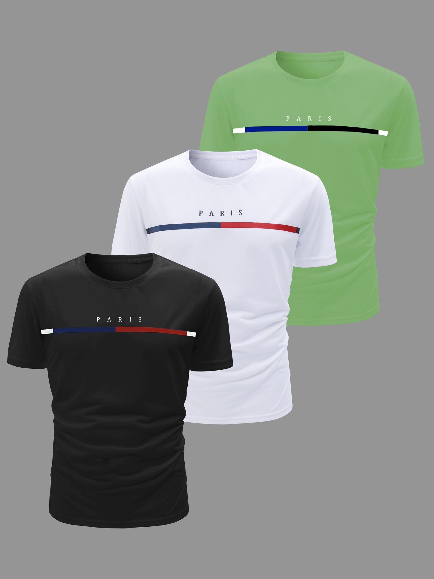 3pcs Men's Casual Short Sleeve Crew Neck T-shirts, Breathable And Lightweight For Summer Sport And Casual Wear, Outdoor Cloth