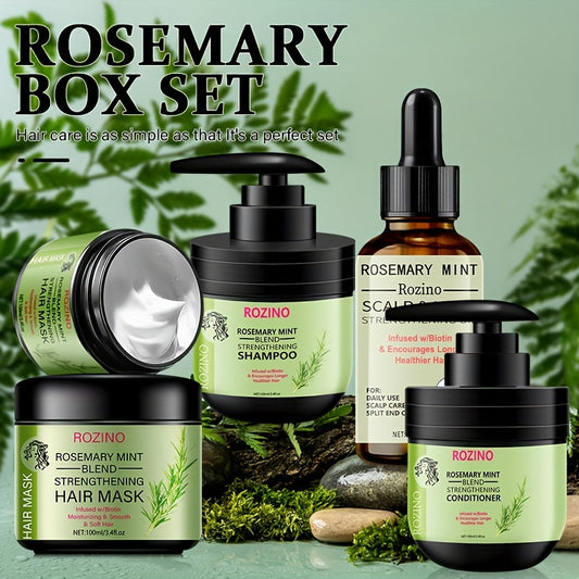 Rosemary Hair Care Set - Unisex Adult Shampoo, Conditioner, Scalp & Hair Mask, Lotion Form with Rosemary for Normal Hair Style,