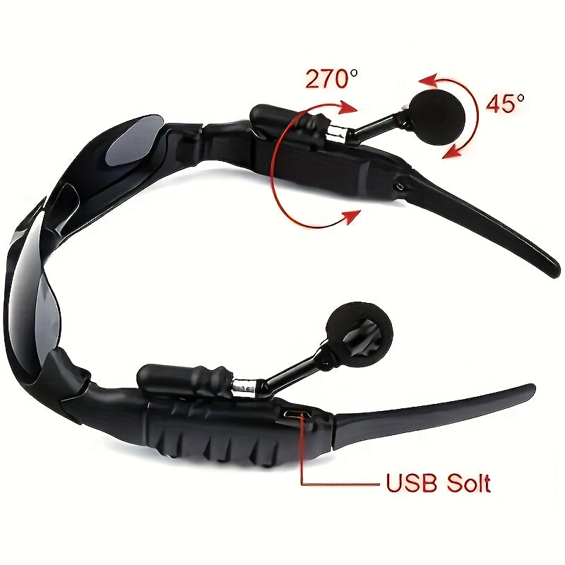 Multi-Functional Wireless Glasses 2-in-1 Headset with Mic USB Charging, 55mAh Rechargeable Polymer Battery, Driving Eyewear for Cycling Travel Outdoor Activities