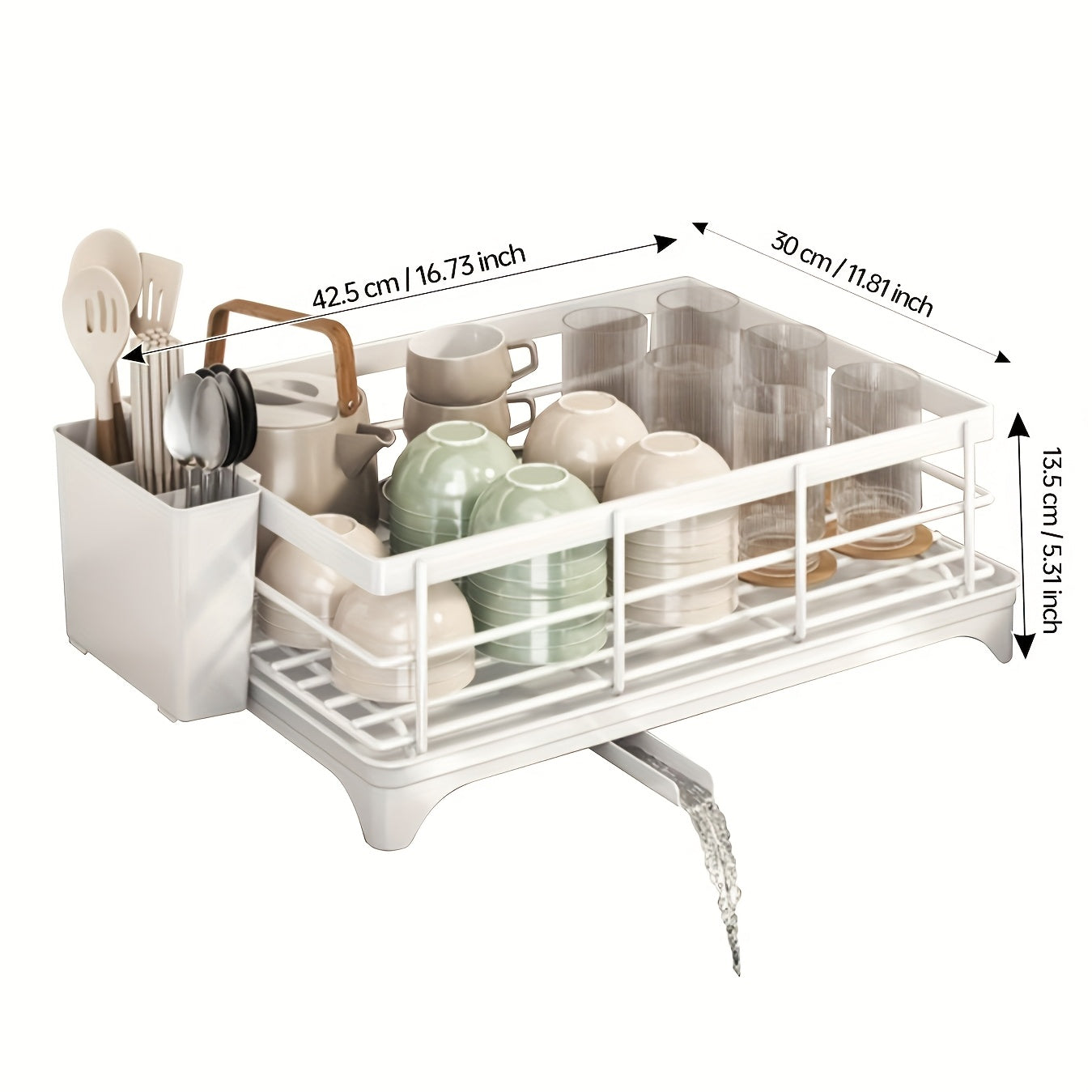 Kitchen Double-Layer Bowl And Chopstick Rack, Drain Rack With Drain Tray, Dish Drying Rack Dish Basket, Stainless Steel, Knife Holder, Cutting Board Stand, Chopstick Holder,