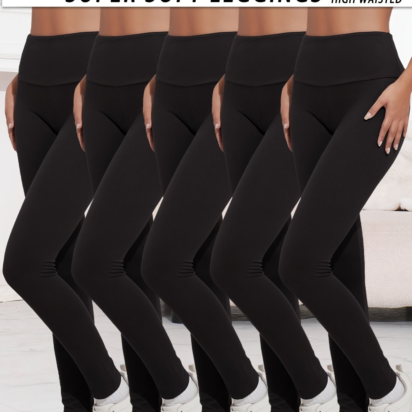 5 Pack Super Soft Leggings For Women, Workout Yoga Running Pants Leggings