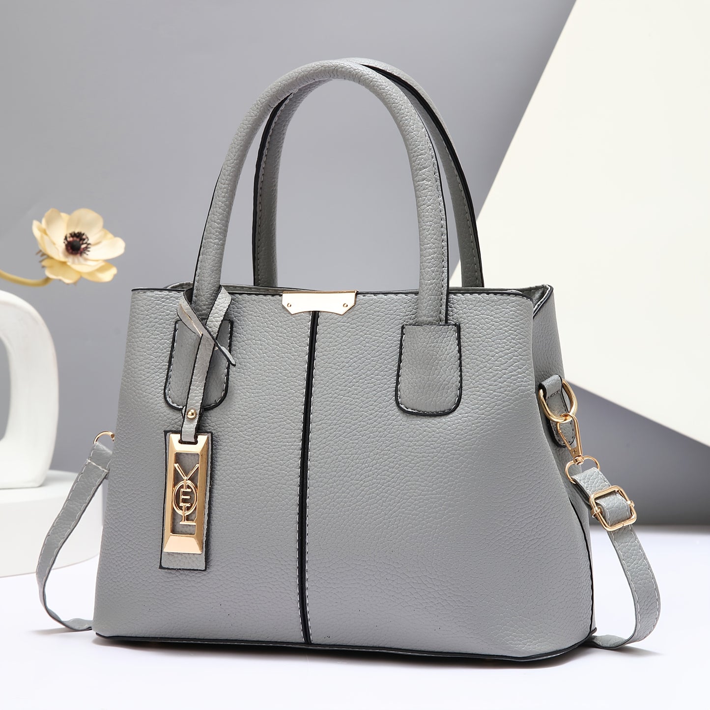 1pc  Leather Tote Bag for Women, Fashion Shoulder Handbag with Fixed Strap,