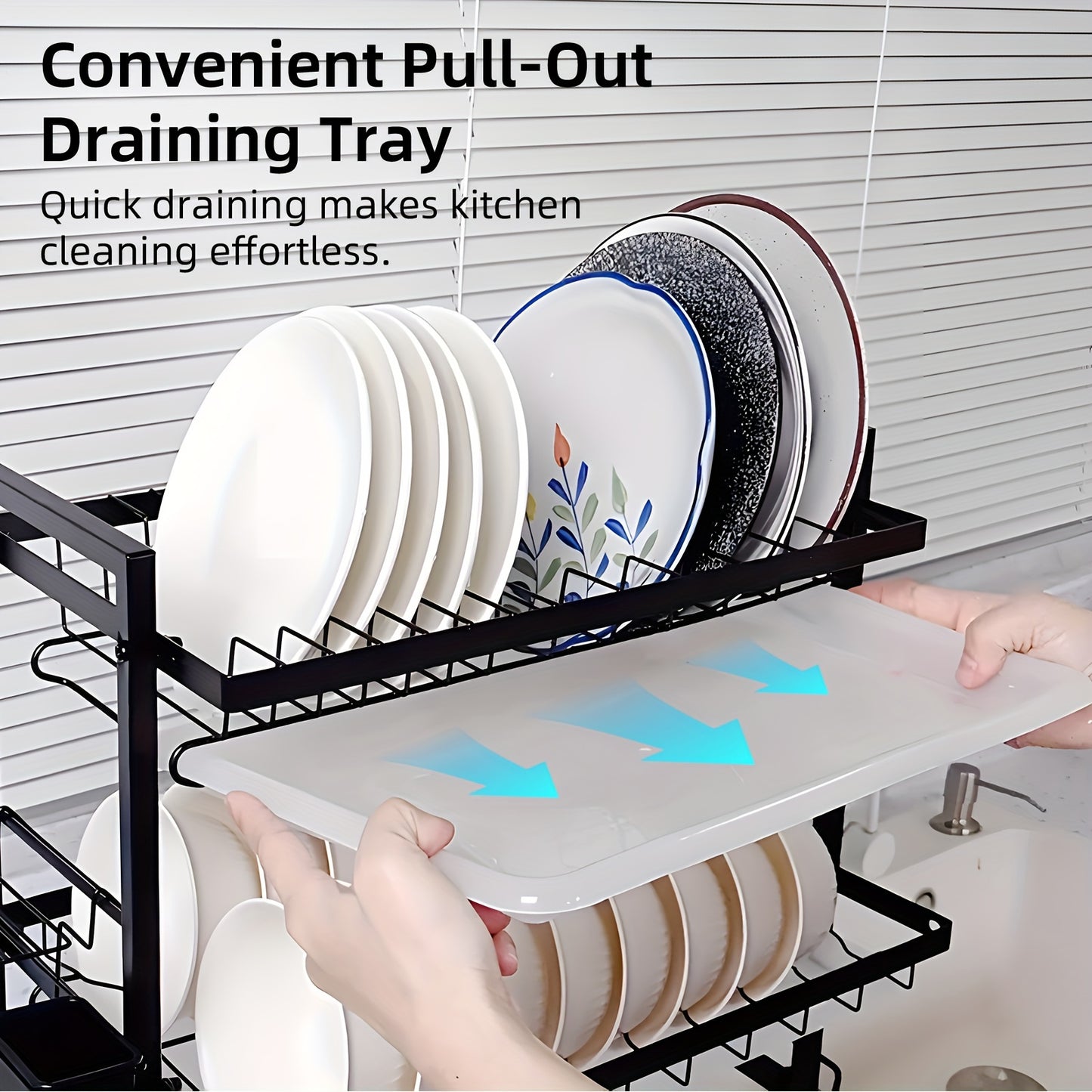 3 Tier Dish Drying Rack, 19.81gal Large Capacity Space-Saving Dish Rack With Multi-Zone Design,