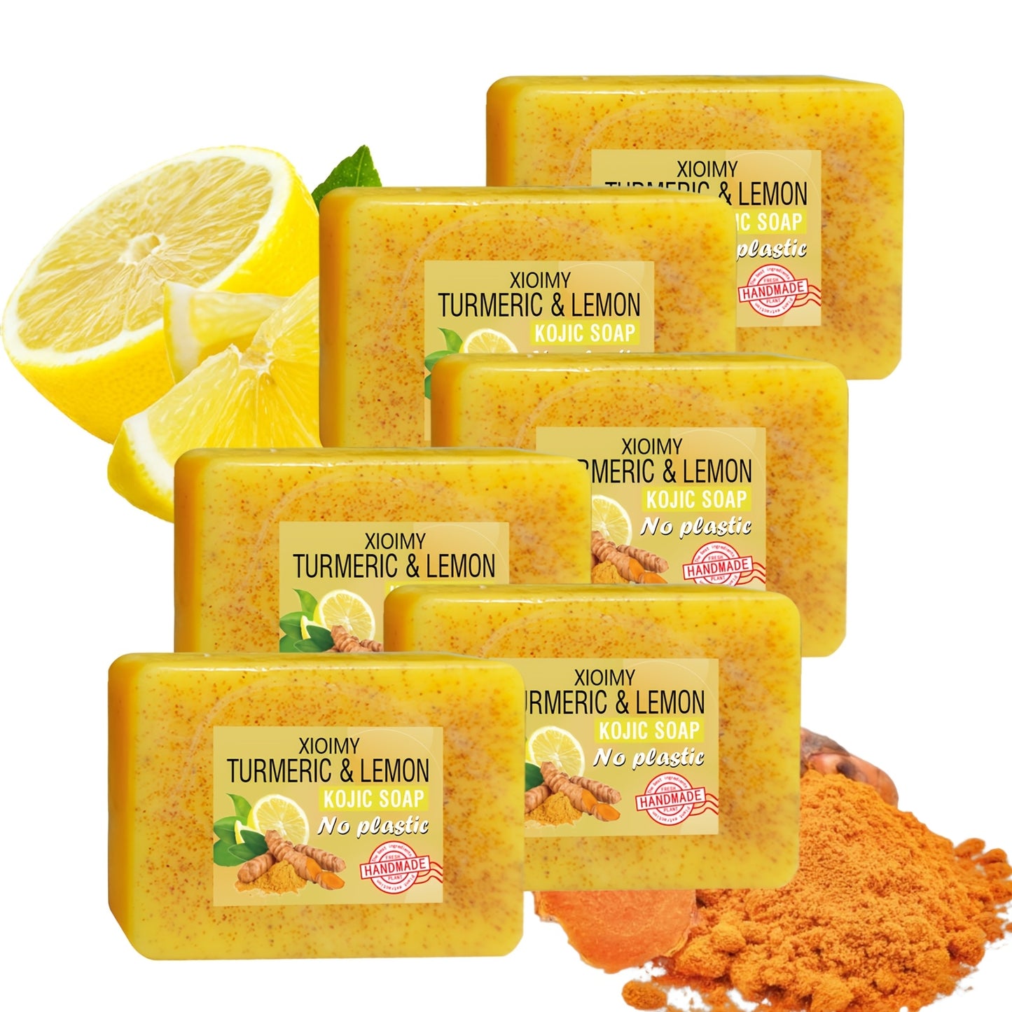 6pcs Turmeric And Lemon Cleansing And Brightening Soap, Deep Cleans The Face And Body Skin,