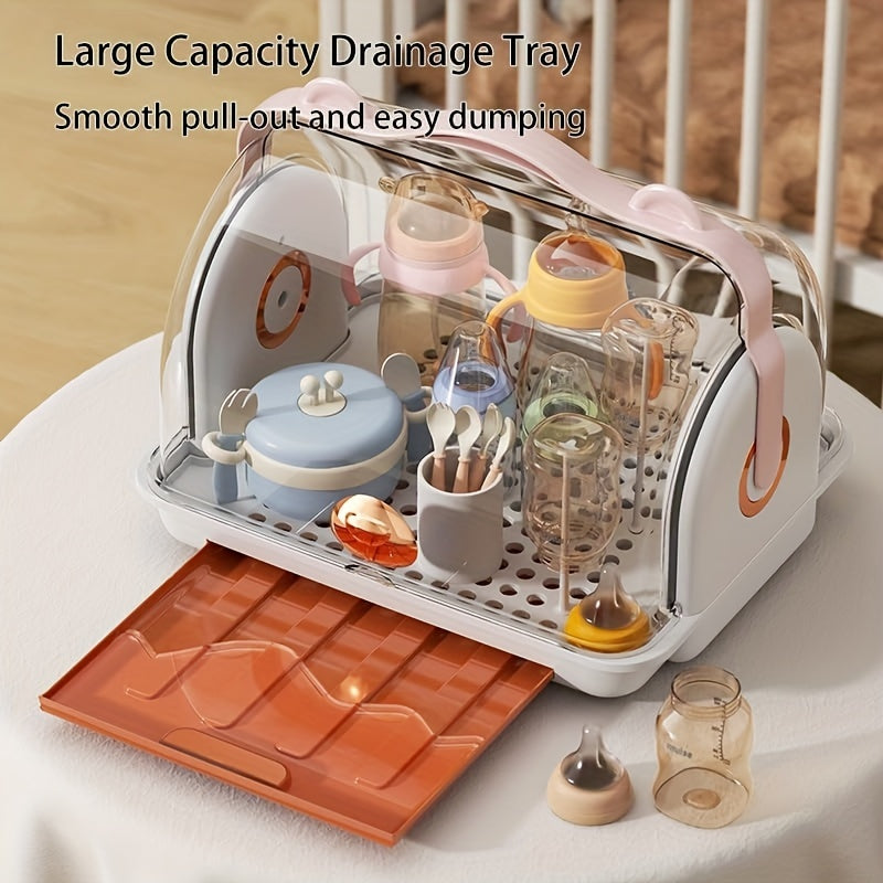 High end mommy bottle storage box with lid, dustproof water cup, drain storage rack