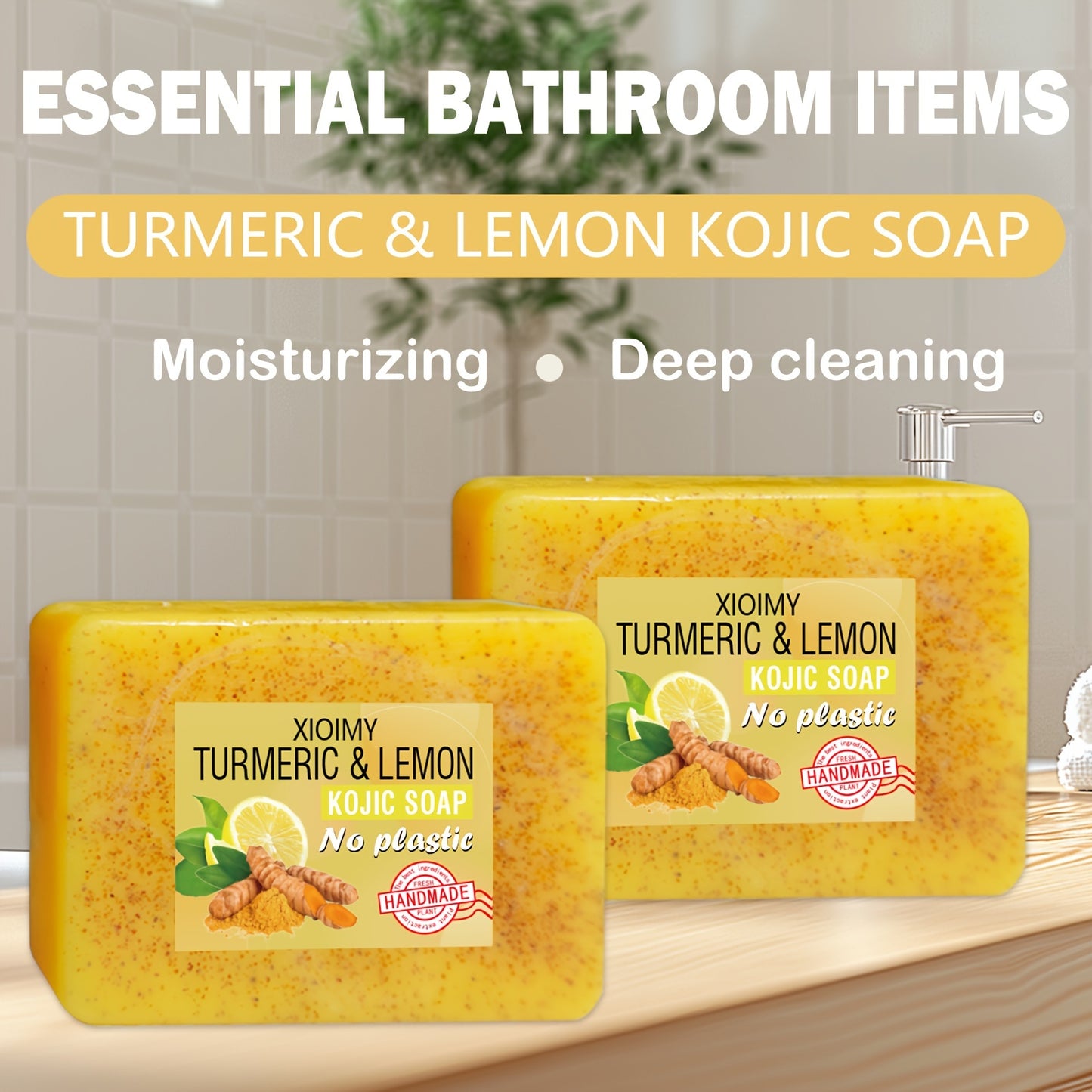 6pcs Turmeric And Lemon Cleansing And Brightening Soap, Deep Cleans The Face And Body Skin,