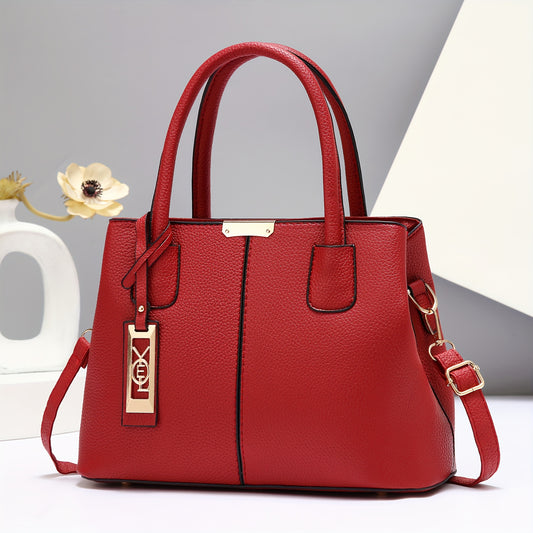 1pc  Leather Tote Bag for Women, Fashion Shoulder Handbag with Fixed Strap,