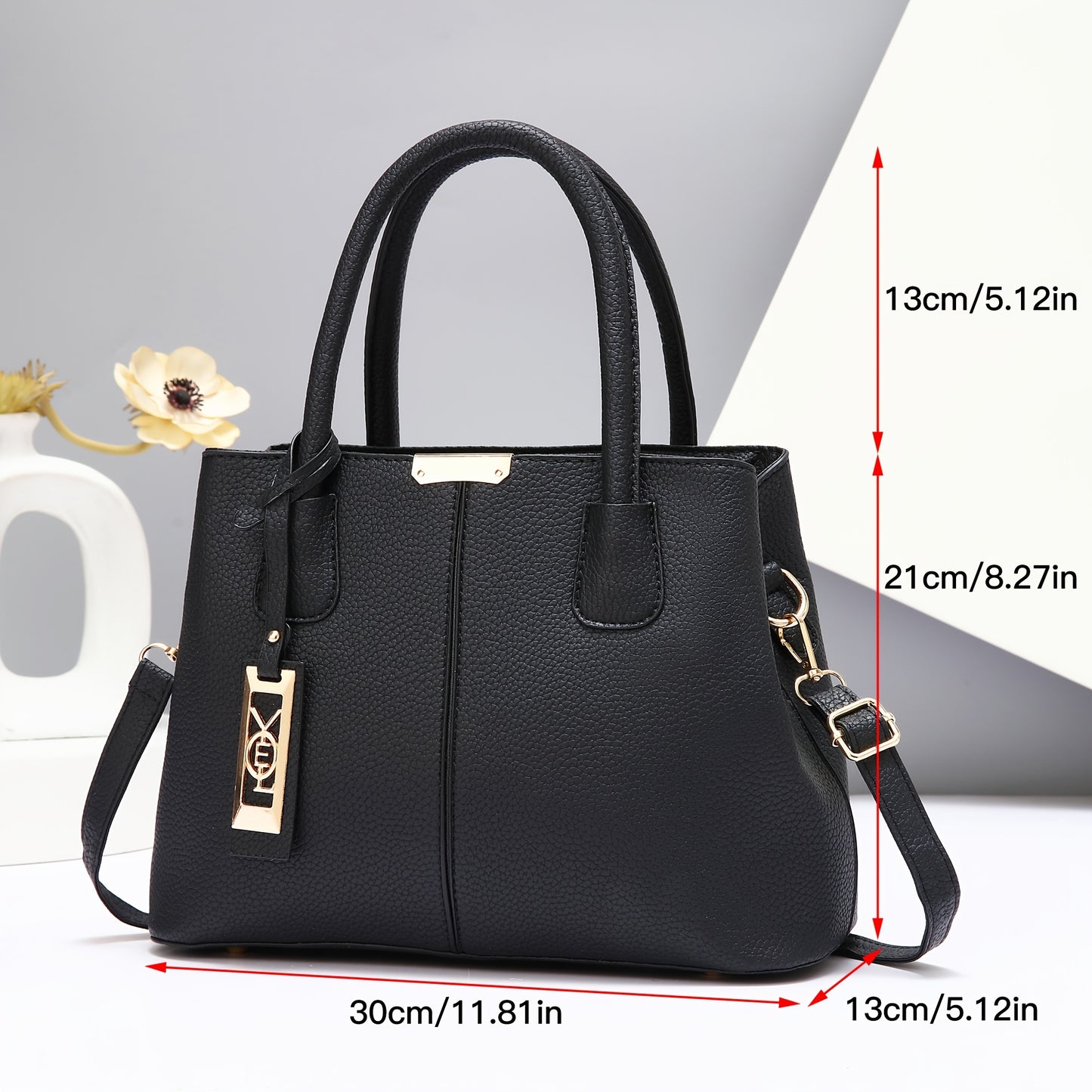 1pc  Leather Tote Bag for Women, Fashion Shoulder Handbag with Fixed Strap,