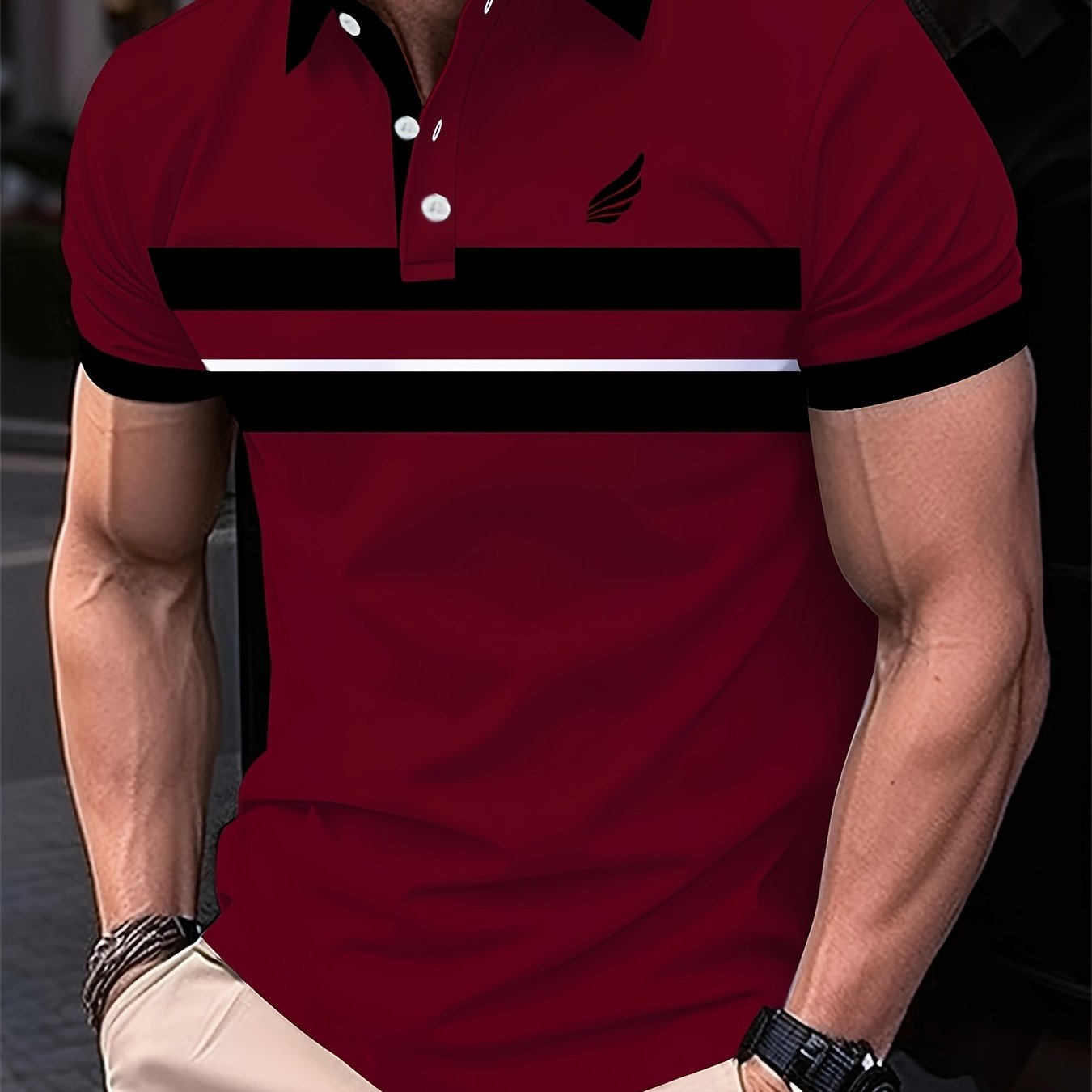 Mens Vibrant Color Block Polo Shirt - Comfortable Short Sleeve Golf Shirt