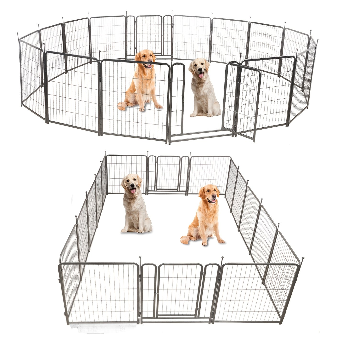 16 Panels Dog Playpen For Outdoor, Yard, Camping, 31.6"Height Dog Fence With 2 Doors.