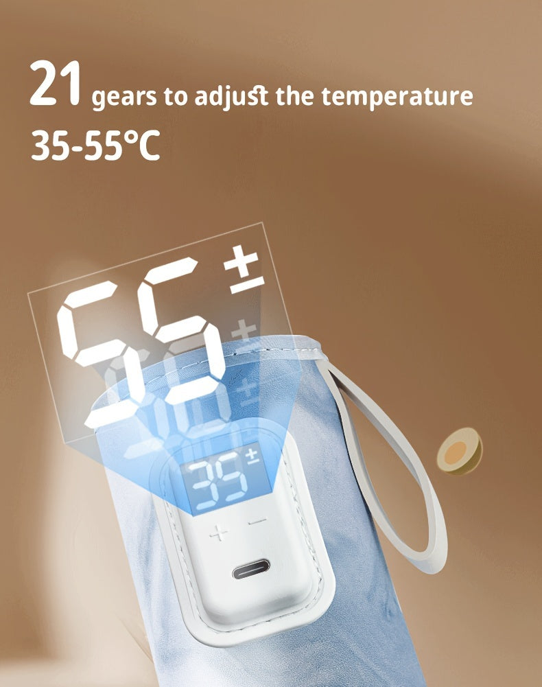 Intelligent Bottle Warmer Sleeve with 21 Temperature Settings and Smart Display, Universal most baby bottle.