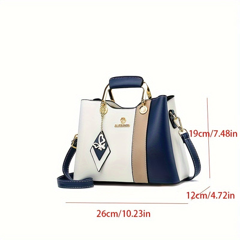 Fashion Color Block Tote Bag, Large Capacity Shoulder Bag, Women's Casual Handbag & Purse