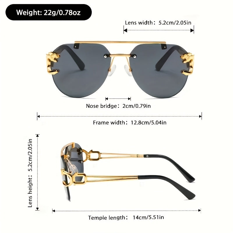 6pcs Large Frame Toad Glasses for Men and Women, Fashion Glasses with Leopard Frameless Temple, Suitable for Fishing, Running, Climbing,