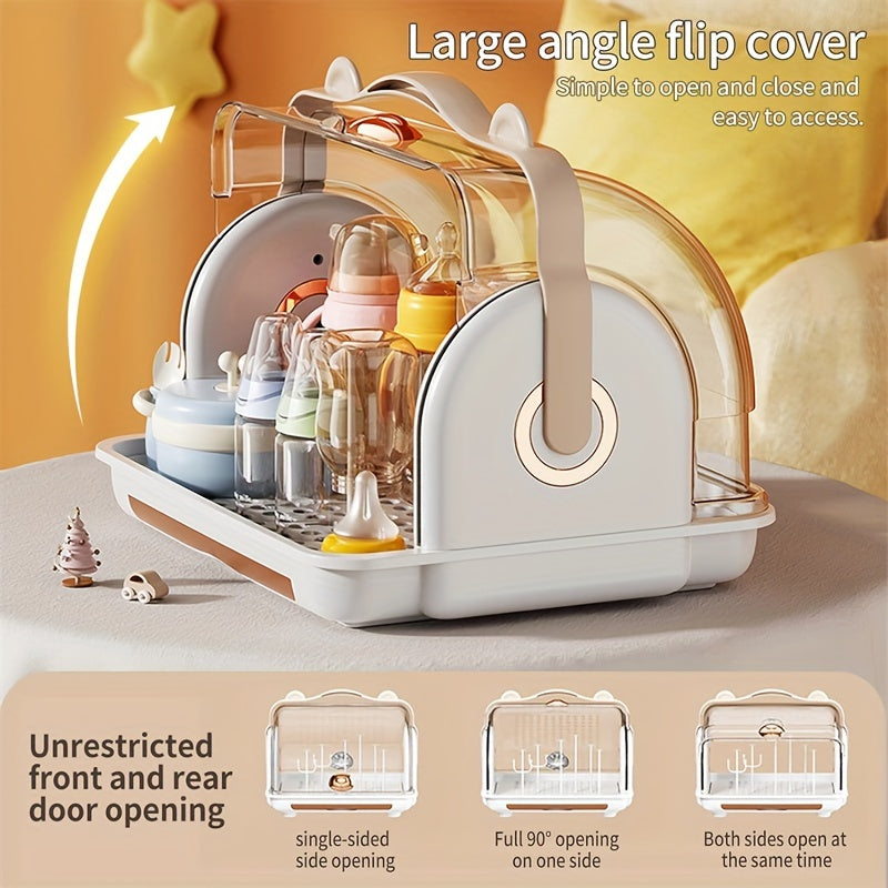 High end mommy bottle storage box with lid, dustproof water cup, drain storage rack