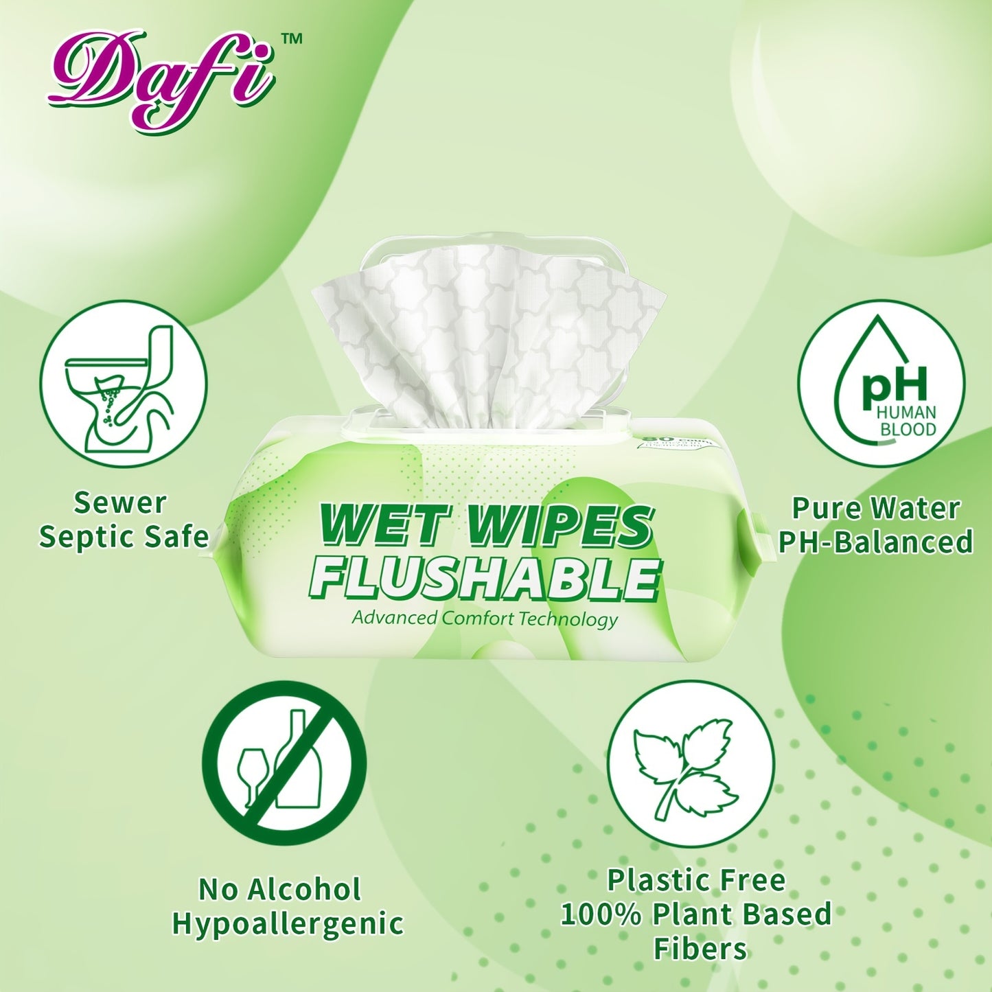 Flushable Alcohol & 100% Plant Based Fibers, Septic And Sewer Safe Pack Of 9